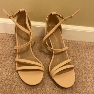 Nude strappy heels